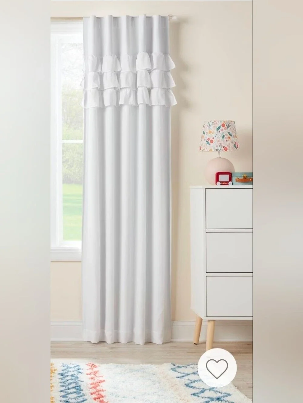 Pillowfort Ruffle Kids' Blackout Window Curtain 1 Panel White 42